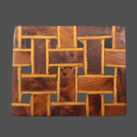 3 Small Pyrography Inlaid Hinged Turned Wood Trinket Jewlery Box's - Picture 7 of 14